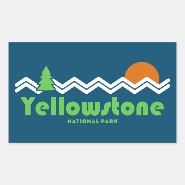 Sticker Rectangulaire Rétro du parc national de Yellowstone (Devant)