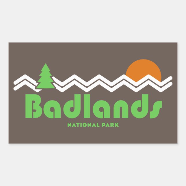 Sticker Rectangulaire Rétro du parc national des Badlands (Devant)