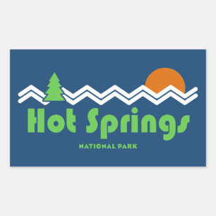 Sticker Rectangulaire Rétro du parc national Hot Springs