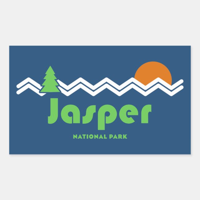Sticker Rectangulaire Rétro du parc national Jasper (Devant)