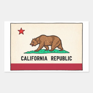 Sticker Rectangulaire Rétro Golden State Bear République de Californie