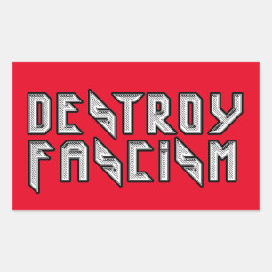 Sticker Rectangulaire Retro Rocker - Détruire le fascisme