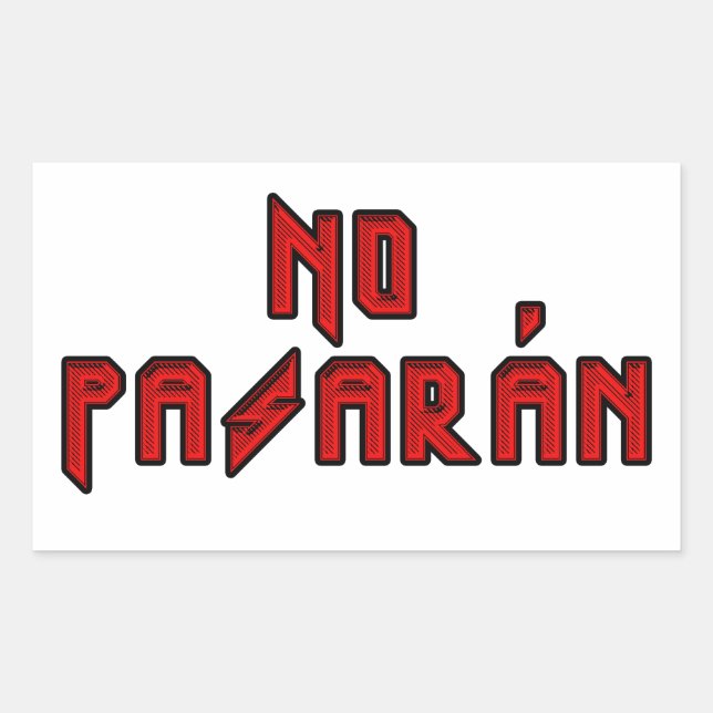 Sticker Rectangulaire Retro Rocker - No Pasaran (Devant)