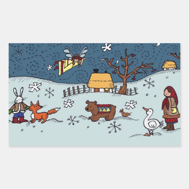 Sticker Rectangulaire Réveillon de Noël ukrainien (Devant)