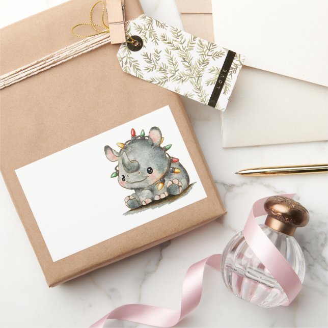 Sticker Rectangulaire Rhino Festif (Cadeaux)