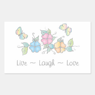 Sticker Rectangulaire Rire en direct Aquarelle florale papillon