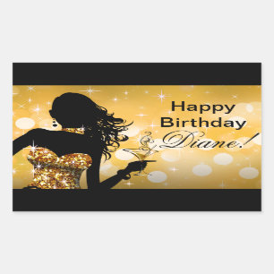 Sticker Rectangulaire Robe de fête de Parties scintillant Bombshell   or