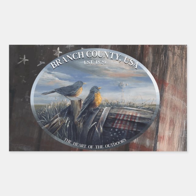 Sticker Rectangulaire Robin Branch Co MICH (Devant)