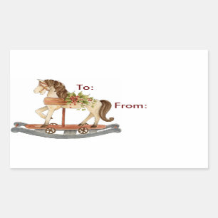 Sticker Rectangulaire Rocking Horse - Balises cadeaux