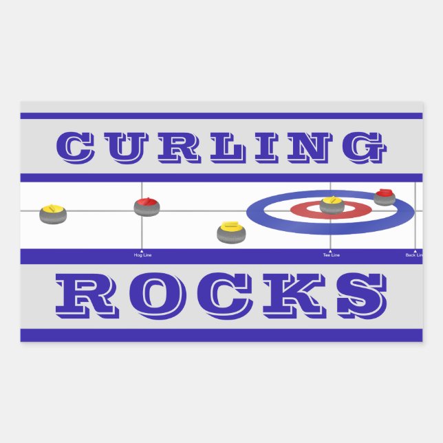 Sticker Rectangulaire Rocks de curling (Devant)