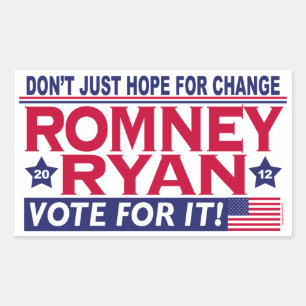 Sticker Rectangulaire Romney Ryan Hope Change