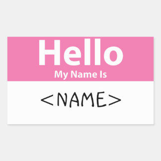Sticker Rectangulaire Rose Bonjour Je M'appelle, <NAME>