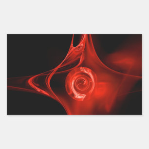 Sticker Rectangulaire ROSE FRACTAL, rouge, noir