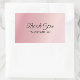 Sticker Rectangulaire Rose Gold Élégant Texte Personnalisé Merci Luxe