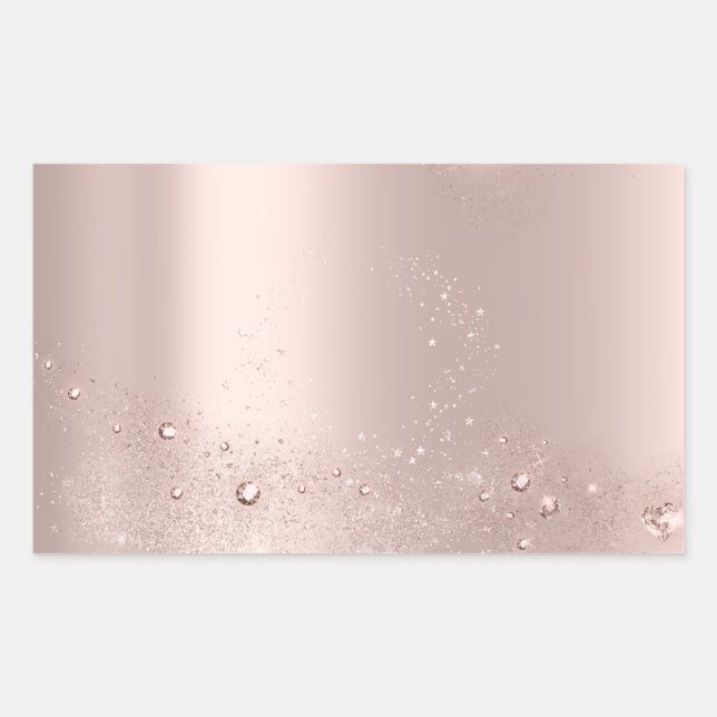 Sticker Rectangulaire Rose Gold Spark Merci Nom Merci (Devant)