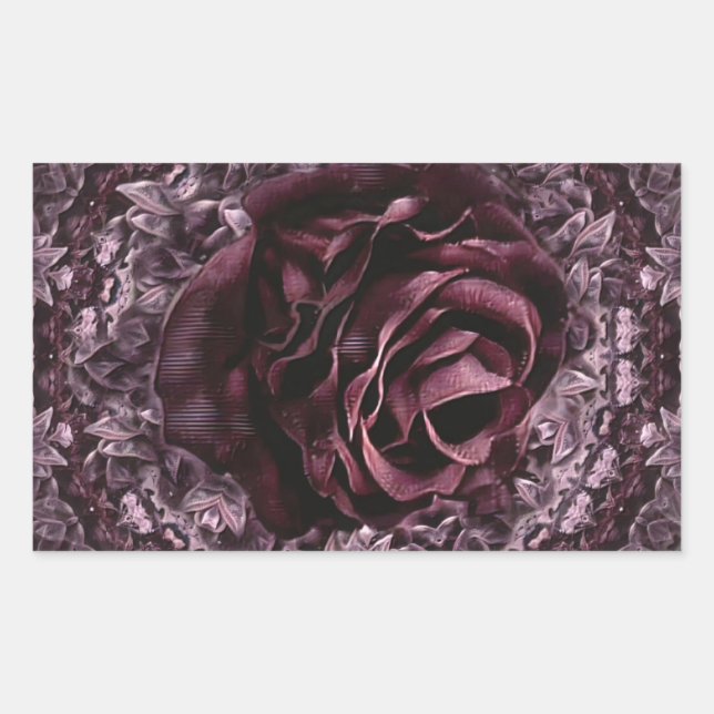 Sticker Rectangulaire Rose Mandala (Devant)