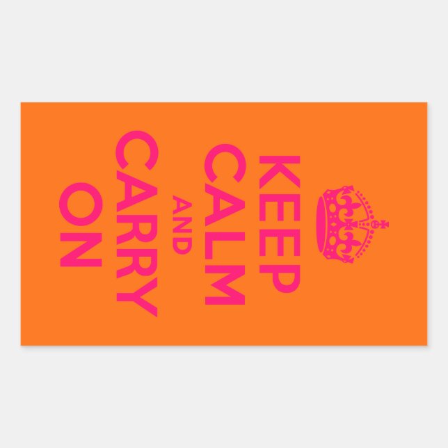 Sticker Rectangulaire Rose Orange Gardez le calme et continuer (Devant)