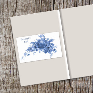 Sticker Rectangulaire Rose Vintage romantique en bleu