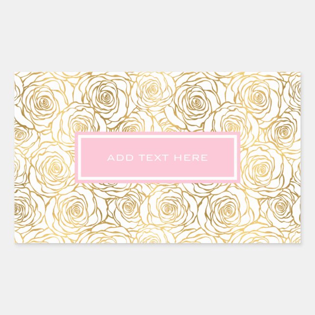 Sticker Rectangulaire Roses d'or rose (Devant)