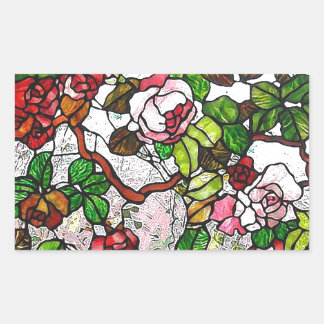 Sticker Rectangulaire Roses Escalades - vitraux