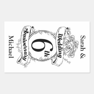 Sticker Rectangulaire Roses pour le 6ème anniversaire de mariage
