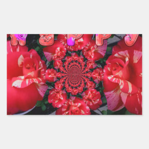 Sticker Rectangulaire Roses rouges Iridescente "Bonne Saint Valentin" Im