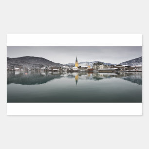 Sticker Rectangulaire Rottach-Egern au Tegernsee, Bavière en hiver