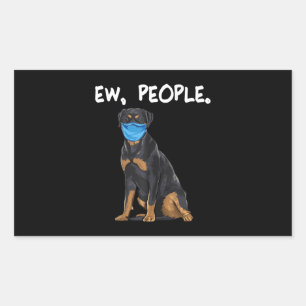 Sticker Rectangulaire rottweiler de nouvelles personnes chien portant un