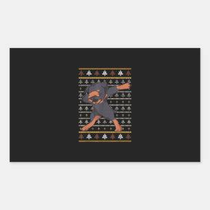Sticker Rectangulaire Rotweiler Doux moche de Noël Chien Dab Danse
