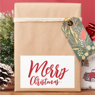 Sticker Rectangulaire Rouge écriture Joyeux Noël Shop Emballage