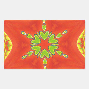 Sticker Rectangulaire Rouge or vert Mandala Art Imprimer