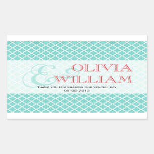 Sticker Rectangulaire Rouge turquoise marocain en carreaux d'esperie et 