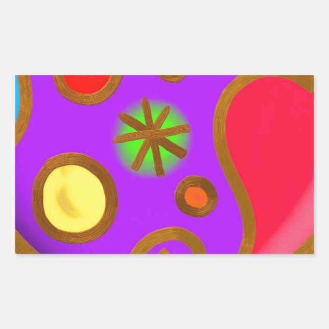 Sticker Rectangulaire Rouge violet jaune peint (Devant)