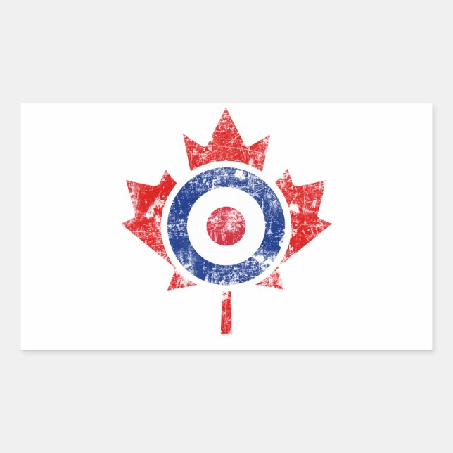 Sticker Rectangulaire Roundel Canada Curling Hockey Cible Grunge Ice (Devant)