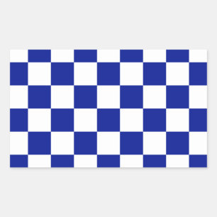 Sticker Rectangulaire Royal Blue et White À damiers Motif