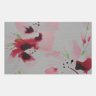 Sticker Rectangulaire Rubis, rose et citron vert abstrait