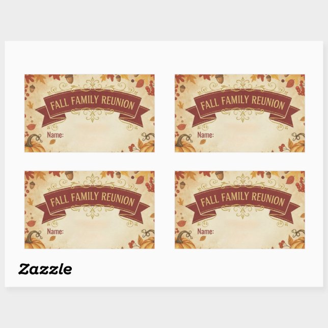 Sticker Rectangulaire Russe Feuilles Automne Automne Reunion Famille Aut (Feuille)