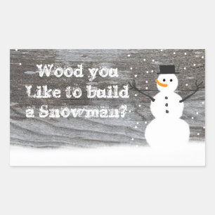 Sticker Rectangulaire Rustique "Bois que vous aimez construire un bonhom
