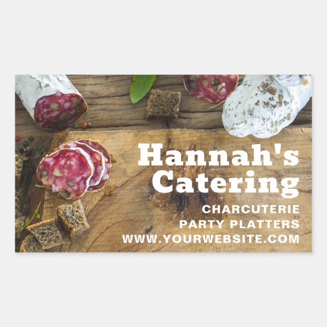Sticker Rectangulaire Rustique Photo Bois Bois Charcuterie Restauration (Devant)