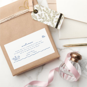 Sticker Rectangulaire Sac d'accueil Mariage Whimsical Blue Doodle