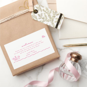 Sticker Rectangulaire Sac de bienvenue Mariage de gribouillage rose