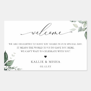 Sticker Rectangulaire Sac de bienvenue Mariage de la verdure botanique