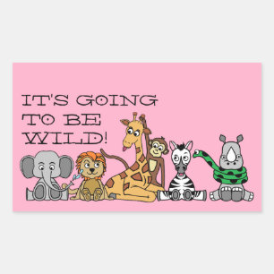 Sticker Rectangulaire Safari sauvage, fête d'anniversaire pour enfants