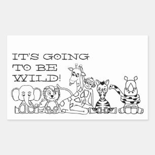 Sticker Rectangulaire Safari sauvage, fête d'anniversaire pour enfants