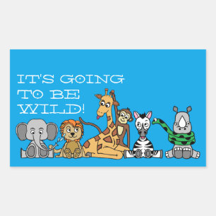 Sticker Rectangulaire Safari sauvage, fête d'anniversaire pour enfants