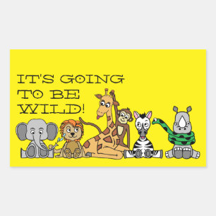 Sticker Rectangulaire Safari sauvage, fête d'anniversaire pour enfants