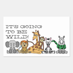 Sticker Rectangulaire Safari sauvage, fête d'anniversaire pour enfants