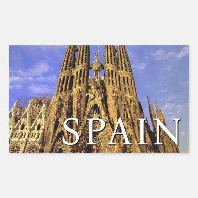Sticker Rectangulaire Sagrada Familia | Barcelone, Espagne (Devant)