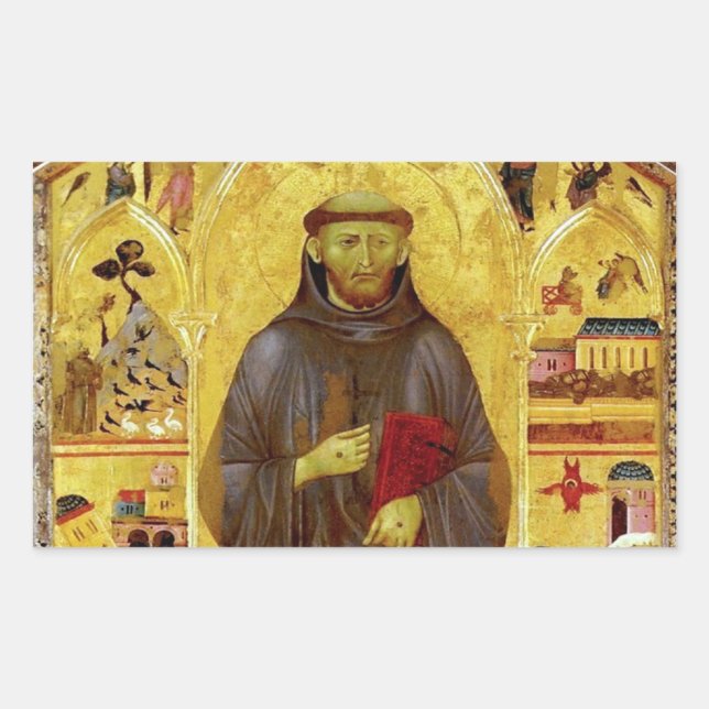 Sticker Rectangulaire Saint François d'Assise Iconographie médiévale (Devant)