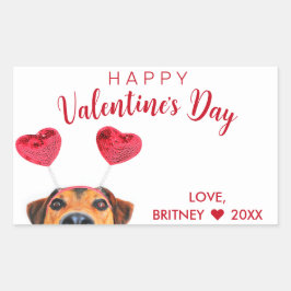 Sticker Rectangulaire Saint-Valentin mignon chien drôle Coeur de chien b